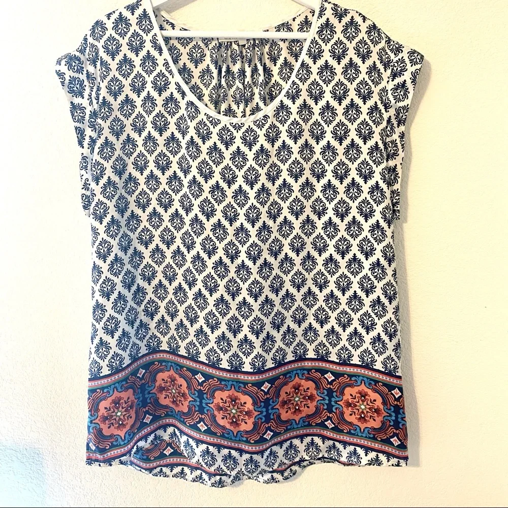 DANIEL RAINN Printed T-shirt Blouse Moroccan Print - Picture 2 of 14